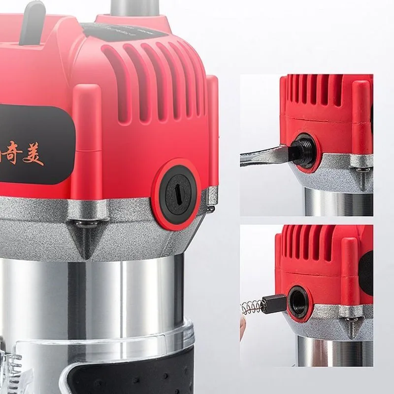 20000rpm Woodworking Electric Trimmer Wood Milling Engraving Slotting Trimming Machine Hand Carving Machine Wood Router 6.35MM