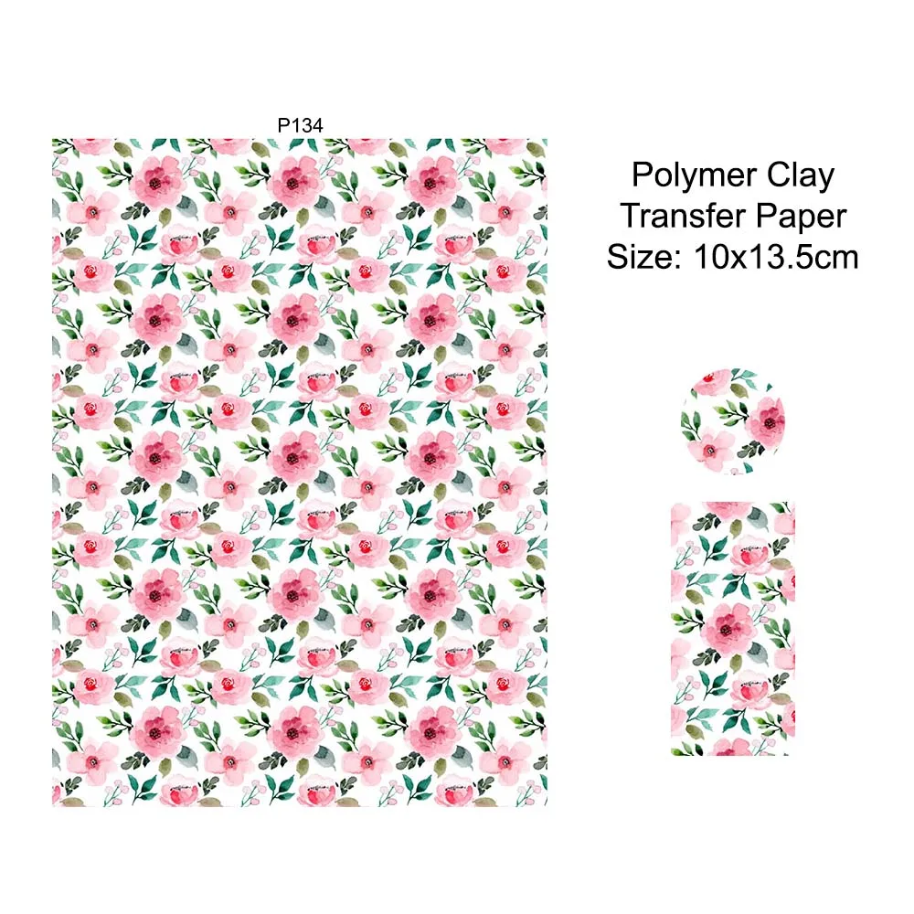 Natural Series Flowers Leaves Colored Pattern Polymer Clay Transfer Paper Disposable Stickers Printing Paper Earrings Making
