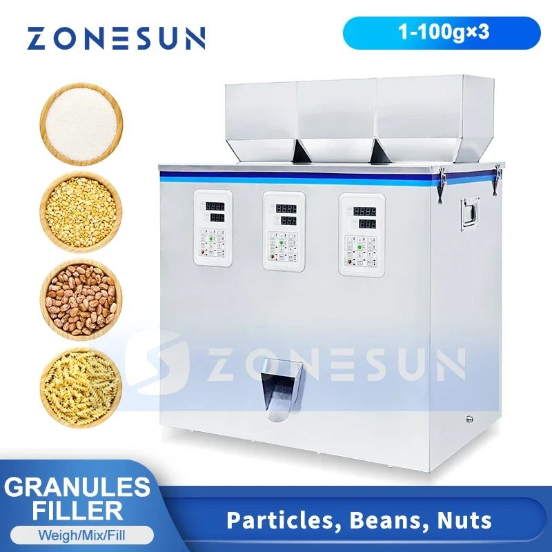 

ZONESUN машина для наполнения частиц с цифровым управлением, оборудование для упаковки гранул, фасоль, орехи, вес для риса, упаковка ZS-GWF3