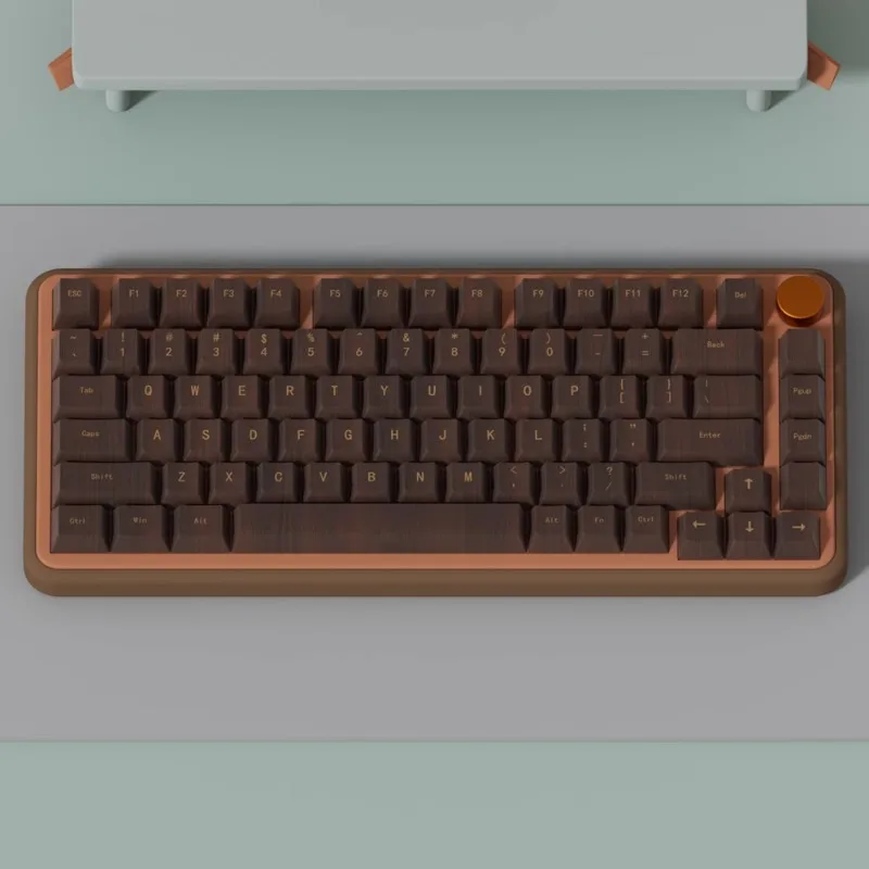 Juego de teclas de grano de madera de imitación Retro, accesorios de teclado mecánico, sublimación PBT, perfil de cereza, 138 teclas