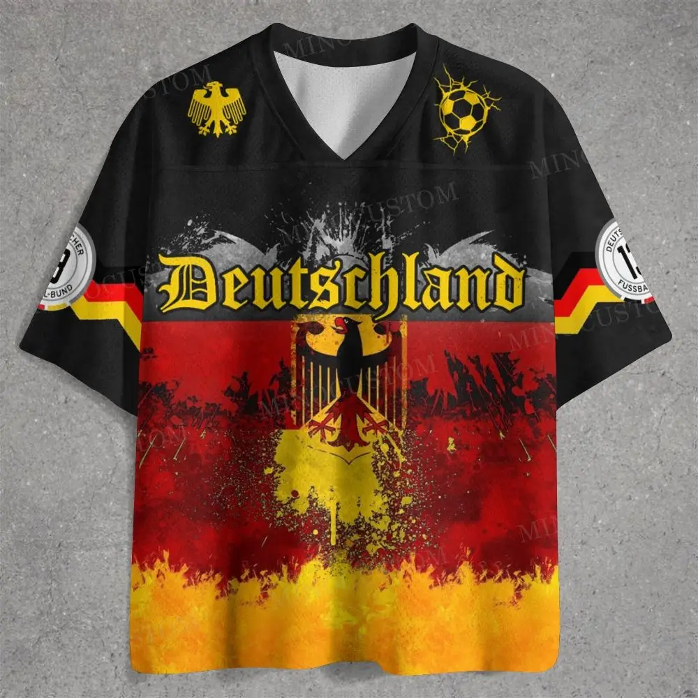 2026 Deutschland 13 Fußballtrikot T-Shirt mit Deutschland-Flagge und Adler-Print, Atmungsaktives Mesh-Shirt für Fußballfans, Lässige Streetwear – Detail 3