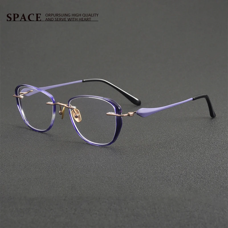 

OT-020 Ultra-lightweight Pure Titanium Eyeglass Frame - Removable Rubber Ring Allows Instant Conversion to Frameless Glasses
