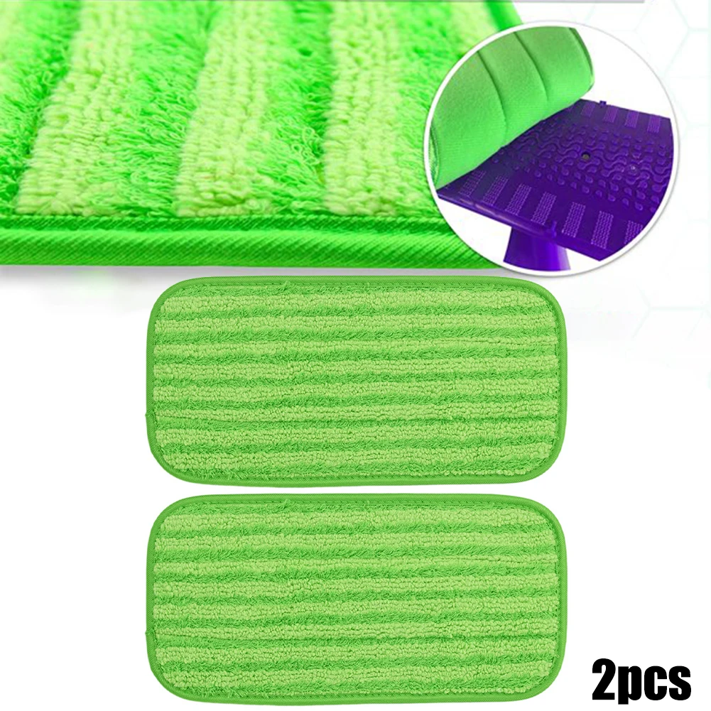 2 Pack Microfiber Reusable Mop Pads Thickened For Swiffer Wet Jet 12 Inch Green Mop Cleaning Pad For Home Kitchen Bathroom