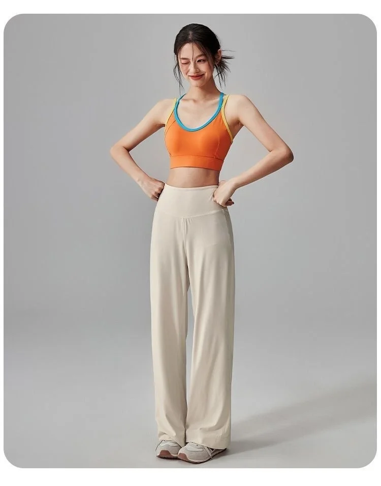 Yoga Pants For Short Woman Women Yellow Exposure Ankle Personality Stretchable Outside Wearing Bohemia Warmer S Korea Splicing