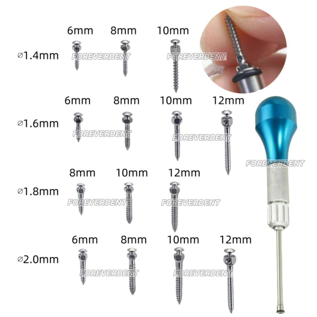 14 Sizes Dental Mini Micro Bone Orthodontic Screws Titanium Screwdriver 20pcs