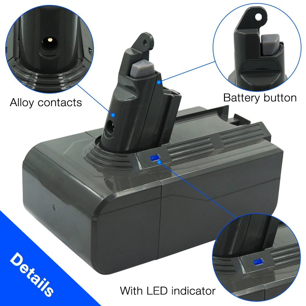 21.6V 6800mAh Li Ion Battery for Dyson V6 Battery DC59 DC58 DC61 DC62 DC72 DC74 SV03 SV04 SV06 SV09 Thickend Expand Capacity