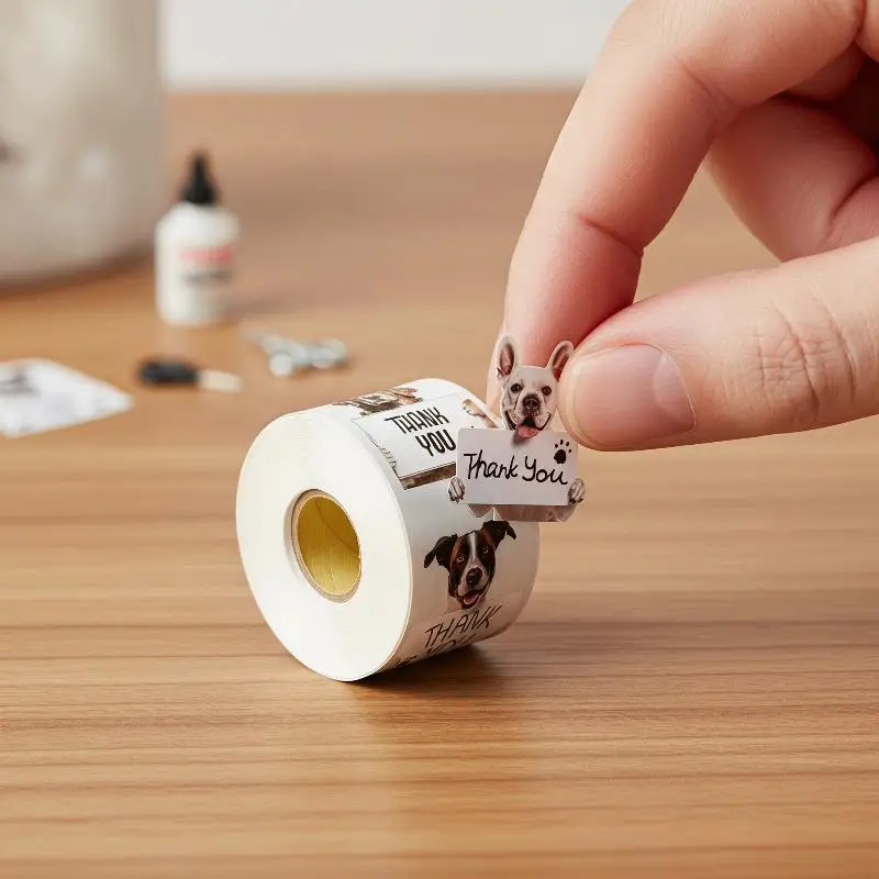 500PCS Dog Thank You Stickers Roll Puppy Adhesive Labels Tags For Supporting My Small Business Envelope Seals Packing