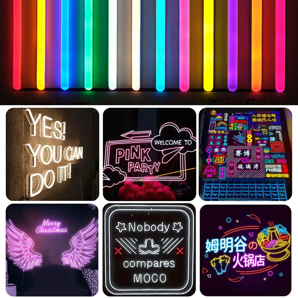 6mm 11Colors Separate Silicone Neon Strip Flexible Soft Bendable IP67 Waterproof  Outdoor For DIY Sign S Shape SMD Led Strip