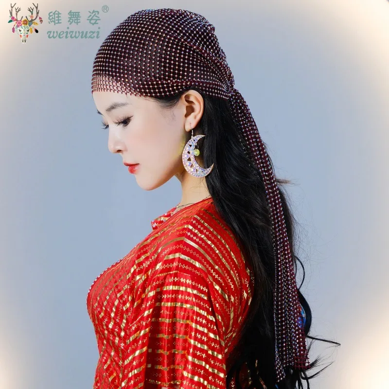 Handmade Belly Dancing Performance Headwear Exquisite Senior AB Stones Hat for Women's Robe Baladi Dance Competition Headgear