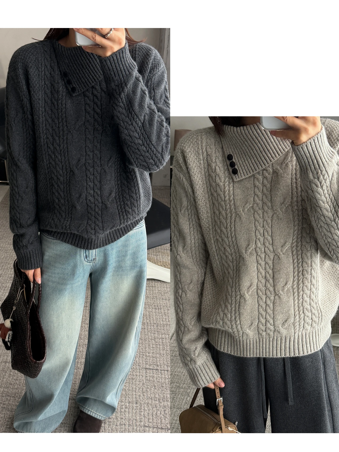 

Мягкий шерстяной свитер-кардиган женский, свободного кроя, вязаный, с длинными рукавами, на пуговицах, теплый, осенне-зимний, винтажный, модный топ