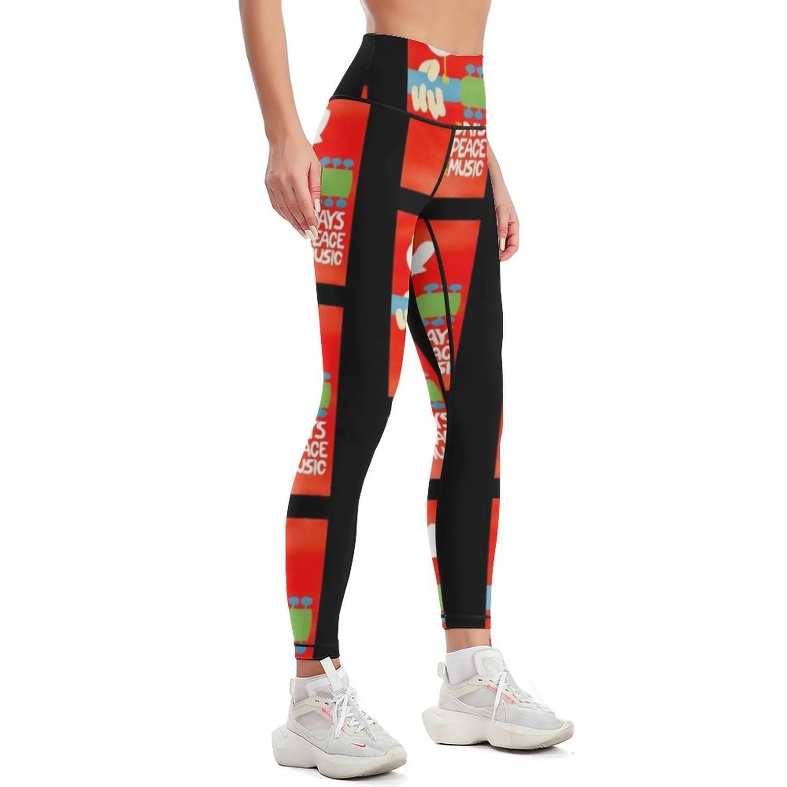 Woodstock Poster 1969 Red Leggings sporty woman push up for fitness active wear Womens Leggings