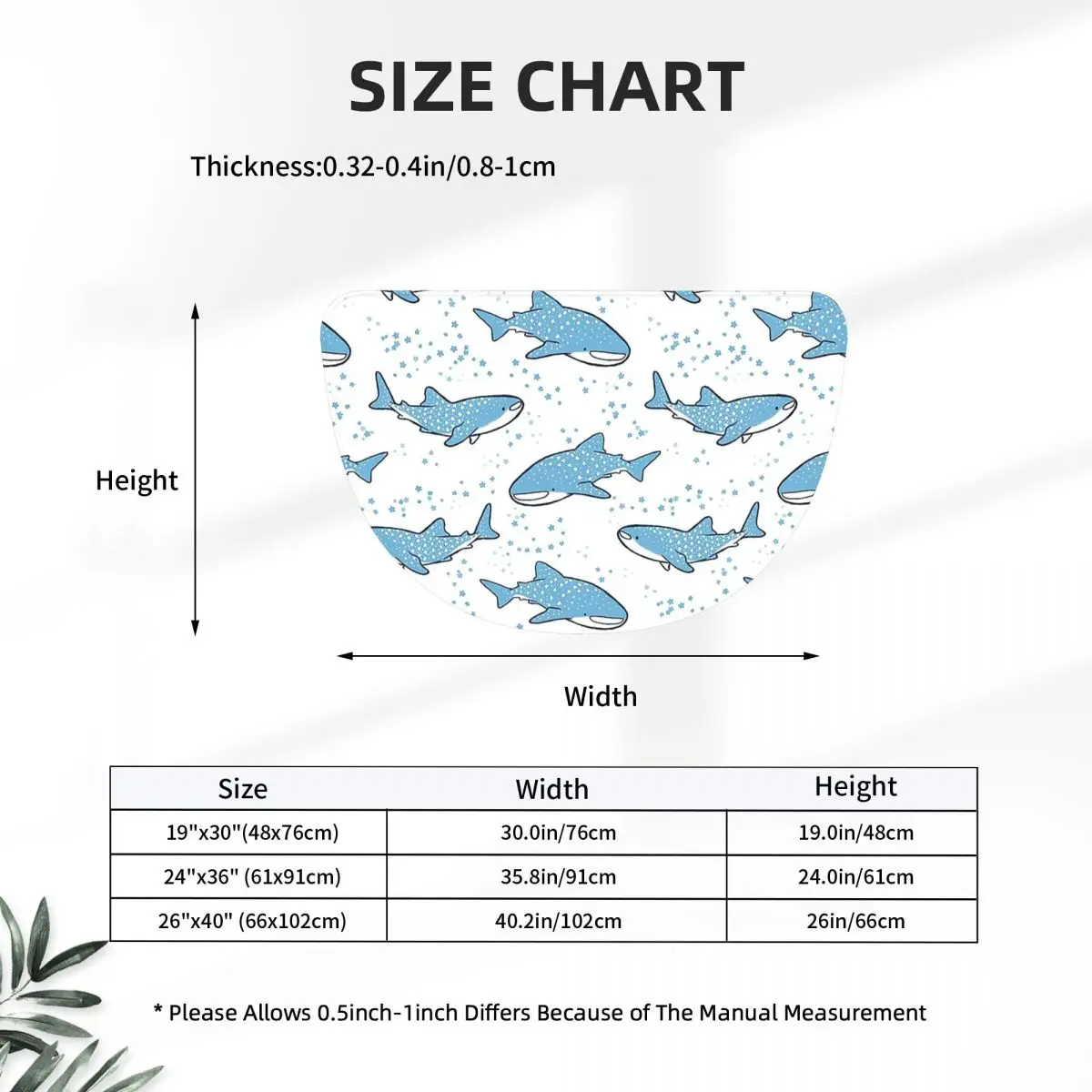 Starry Whale Sharks Soft Flannel Half Round Doormat Non Slip Bathroom Mat Absorbent Floor Carpet for Living Room