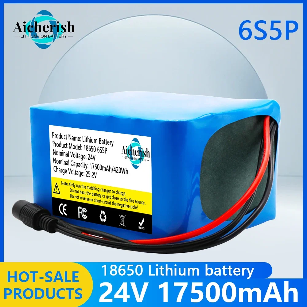 

24V 17500mAh 6S5P 18650 Lithium Battery Pack With 25A BMS For Electric Bicycle Ebike Scooter Wheelchair Cropper