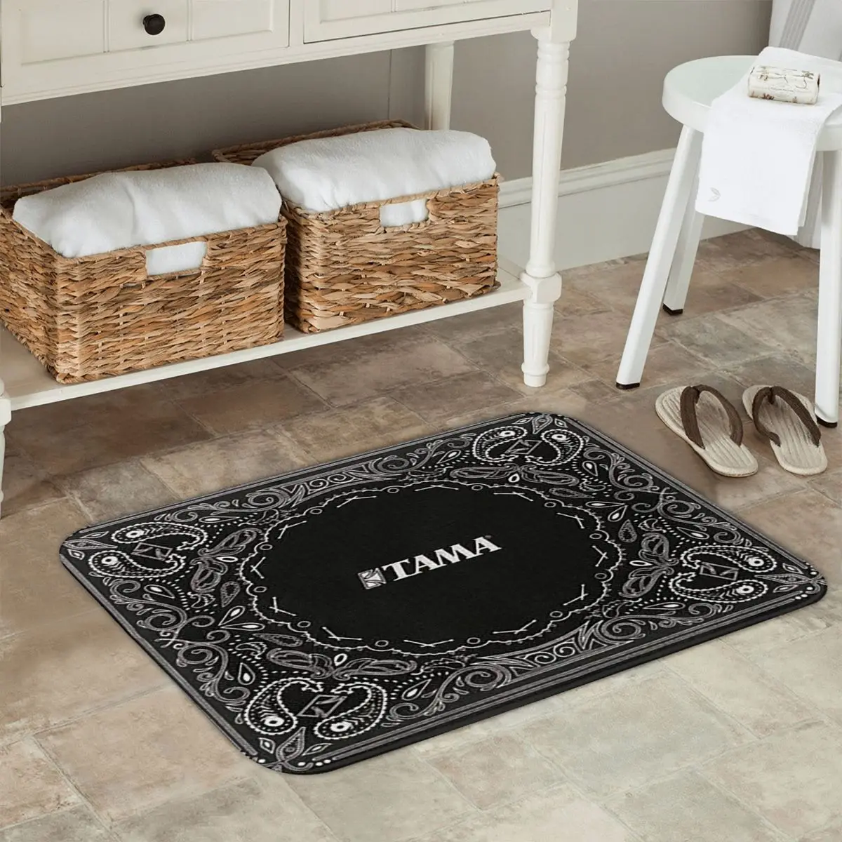 Stylish T-TAMA Drum Print Anti-slip Doormat Floor Mat Antiwear Carpet Rug for Kitchen Entrance Bathroom Living room Footpad Mats