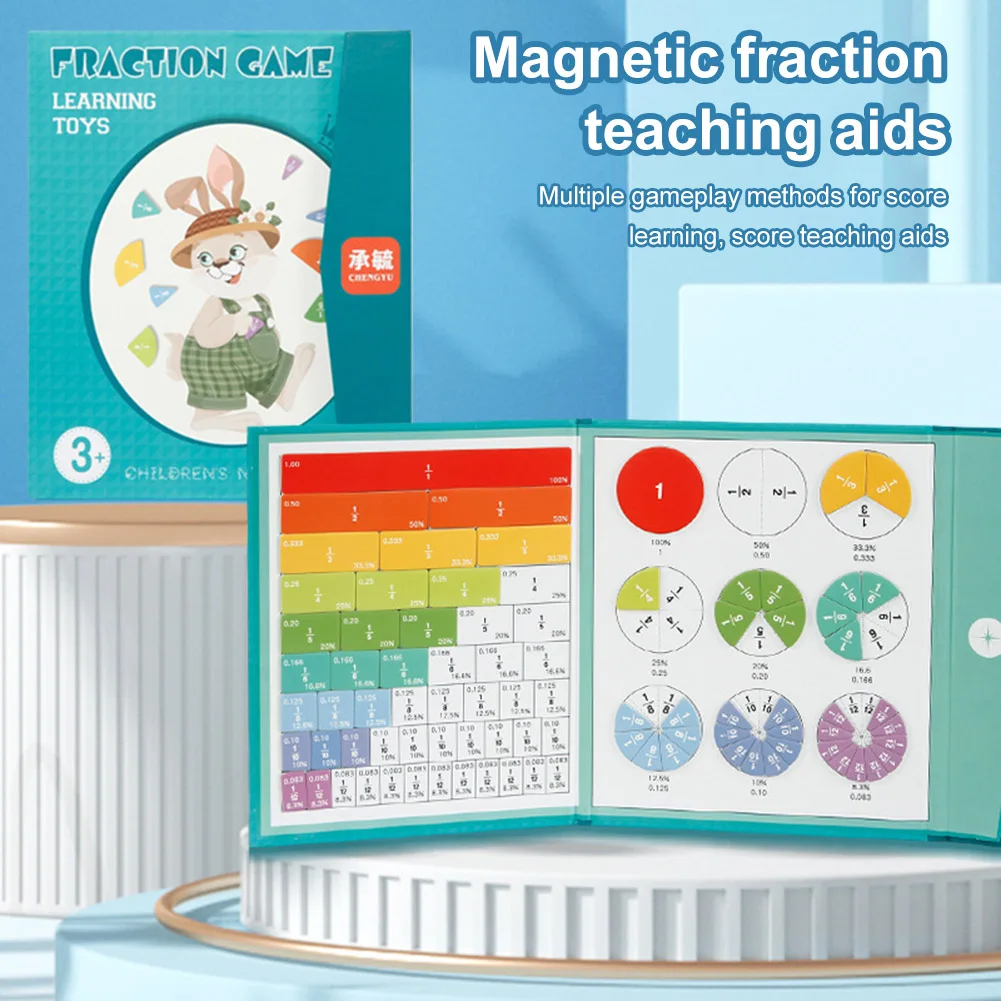 Piastrelle magnetiche con frazioni arcobaleno Cerchi Giocattolo Montessori Manipolatori matematici Giocattoli per l'apprendimento della matematica per la scuola elementare in età prescolare