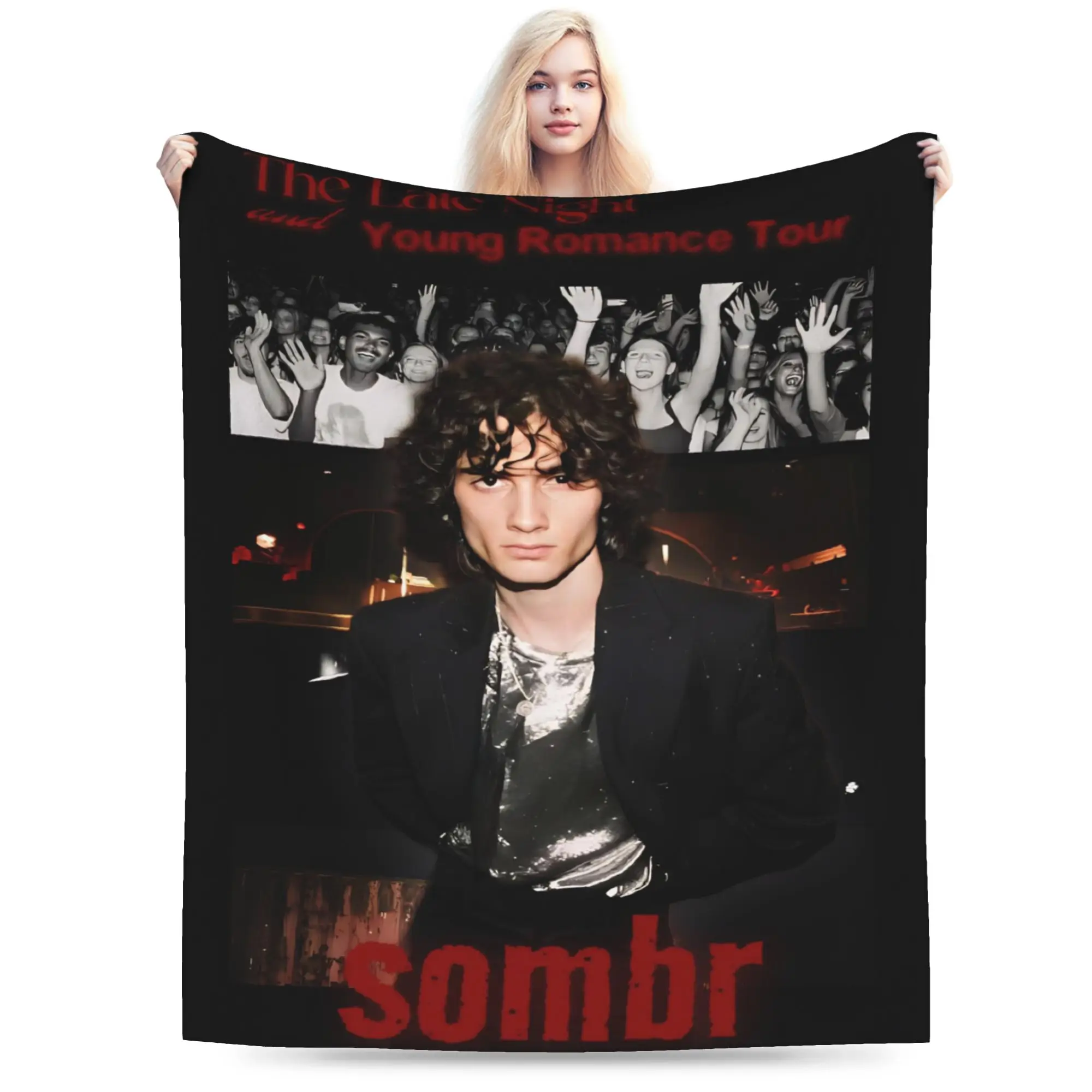 Super Soft Sombr Retro 90s fan art Throw Blanket Premium Fleece Flannel Lightweight  Bed Blanket Cozy Fluffy Blankets