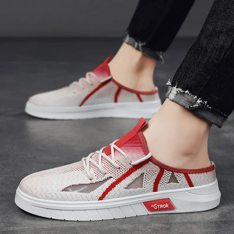 

Мужская обувь с полуперетаскиванием, летние тонкие сетчатые тапочки, дышащие повседневные сандалии с сеткой, модные уличные спортивные тапочки