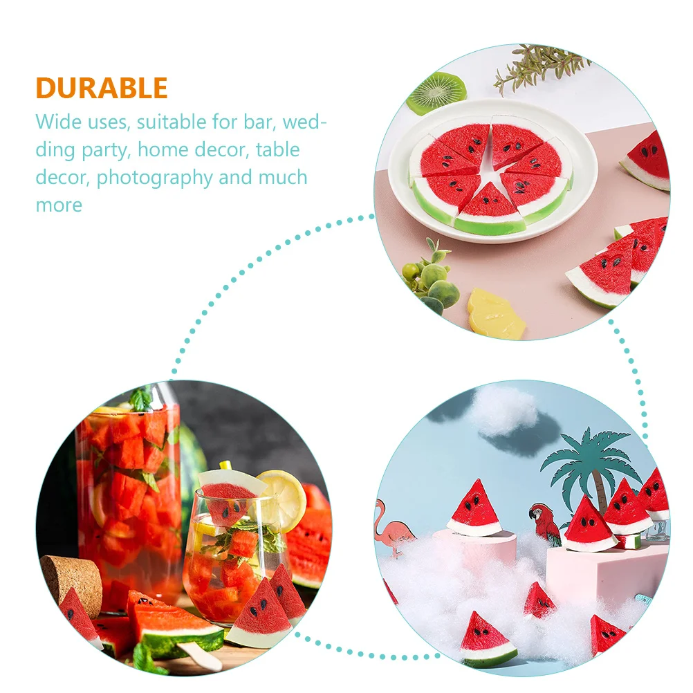 10 Pcs Fake Fruit Simulated Watermelon Slices Fruitful Cutouts Pvc Realistic Model Fruits