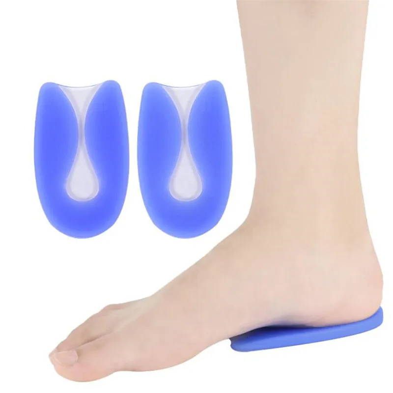 Sdotter 1Pair Foot Pain Relief Silicone Gel U-Shape Plantar Fasciitis Heel Protector Heel Spur Cushion Pad Shoe Insole Men Women