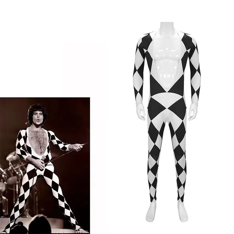 Sänger Freddie Murray, Blei Sänger der Band, schmal geschnittener Overall, Cosplay-Bühnenkostüm, Halloween-Karnevalspar