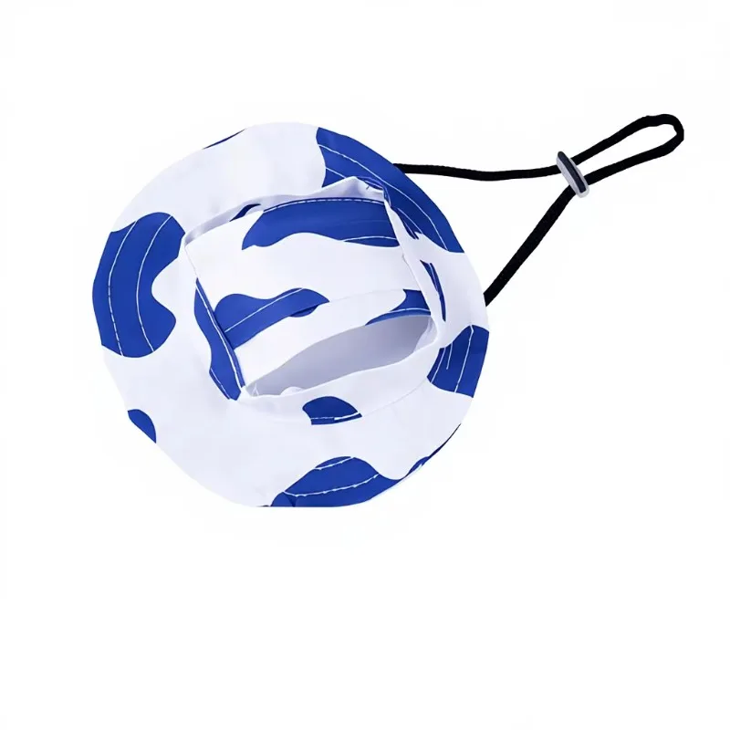 

Outdoor Sunhat Summer Cute Dog Visor Sun Protection Tie-dye Bucket Cap Breathable Cotton Travel Hat With Ear Hole for Dog Cat