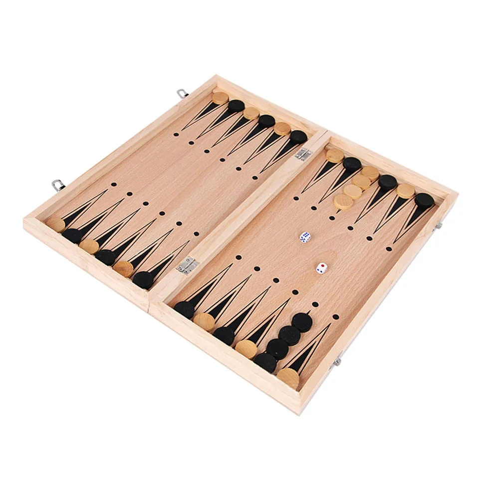 3 in 1 Chess Board, Folding Wooden Portable Chess Game Board, Wooden Chess Board for Adults(Chess + Checkers and Backgammon)