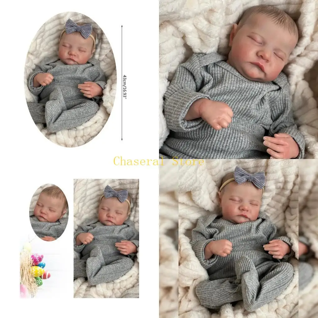 E7CE 19 นิ้ว Reborns ทารกแรกเกิด Sleeping ตุ๊กตา น่ารักสมจริง ตุ๊กตา พร้อมเสื้อผ้า