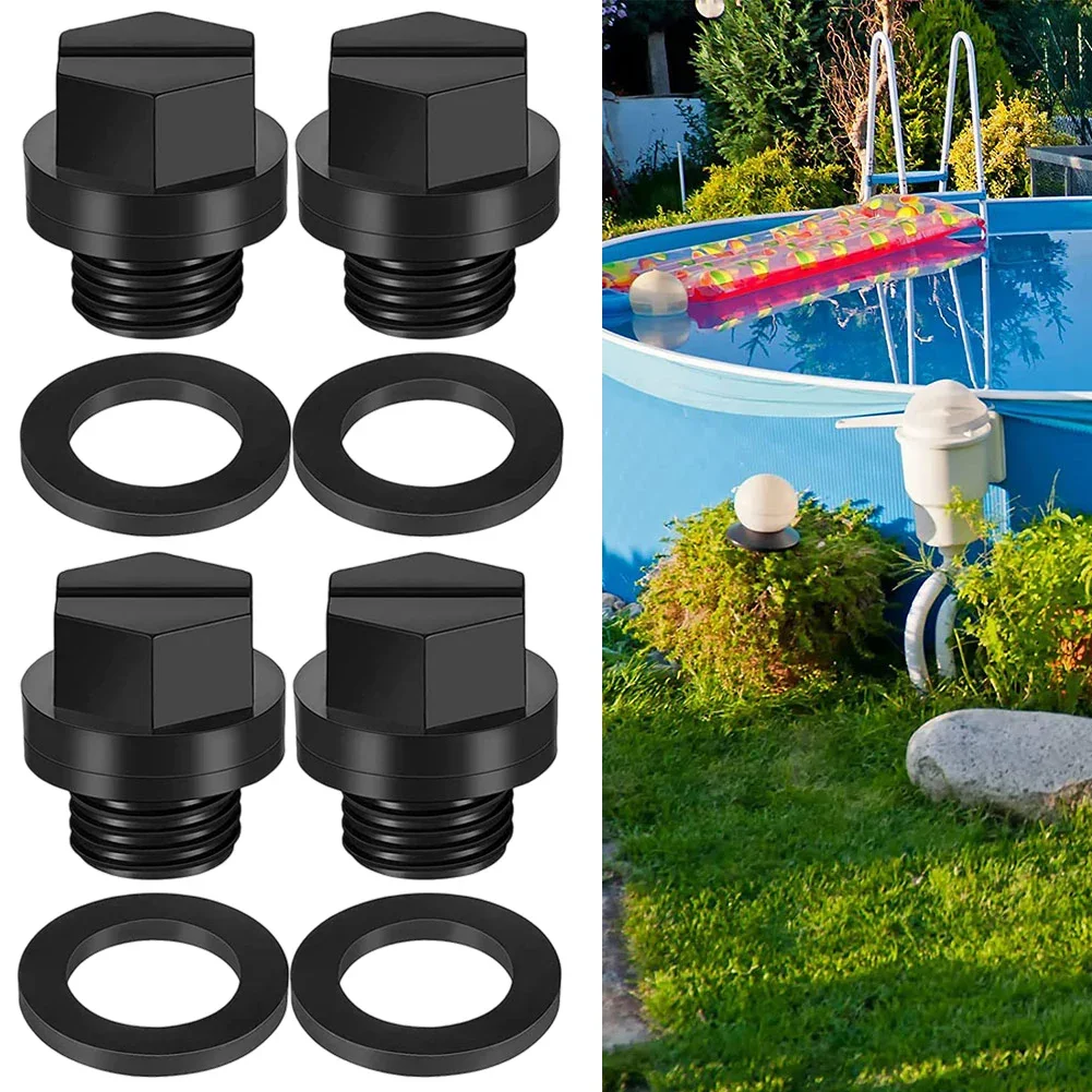 4 Pack Drain Plugs With O-Rings Pump Plug Pool Filters Replacement Pool Drain Pump Plug SPX1700FG For Hayward Pumps