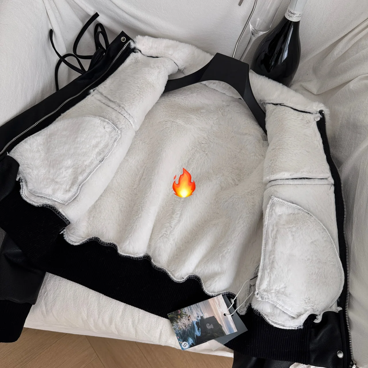 Giacca corta in lana d'agnello da donna invernale Capispalla retrò americano Cappotto in ecopelle PU Y2k Moda coreana Design anni 2000 Spessore Nuovo