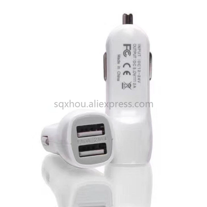 

100Pcs Universal 2.1A 5V Dual USB Car Charger 2 Port Cigarette Lighter Adapter Charge USB Power Adapter For Mobile Android Phone