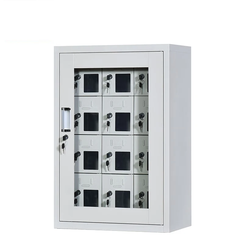 قفل إلكتروني خزانة فولاذية مجمعة محطة شحن الهاتف المحمول مسحوق طلاء تخزين معدني خزانة الملفات #4