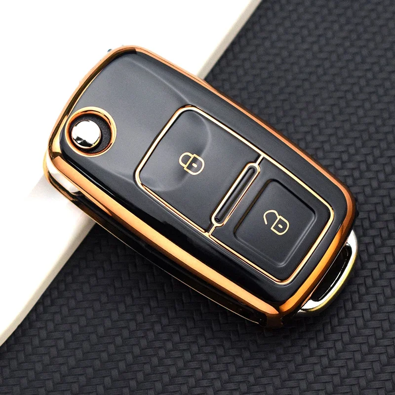 TPU Shell Fob Car Key Case Cover For Volkswagen VW Tiguan Beetle Caddy T5 Up Eos Skoda Octavia Seat Leon Altea Polo Golf Passat