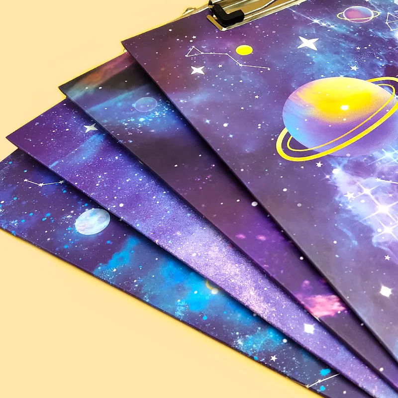 Gift Idea A4 Thickened Planet Folder Student Information Storage Wooden Scroll Star Board Small Kawai Stationery Lovely Supplies