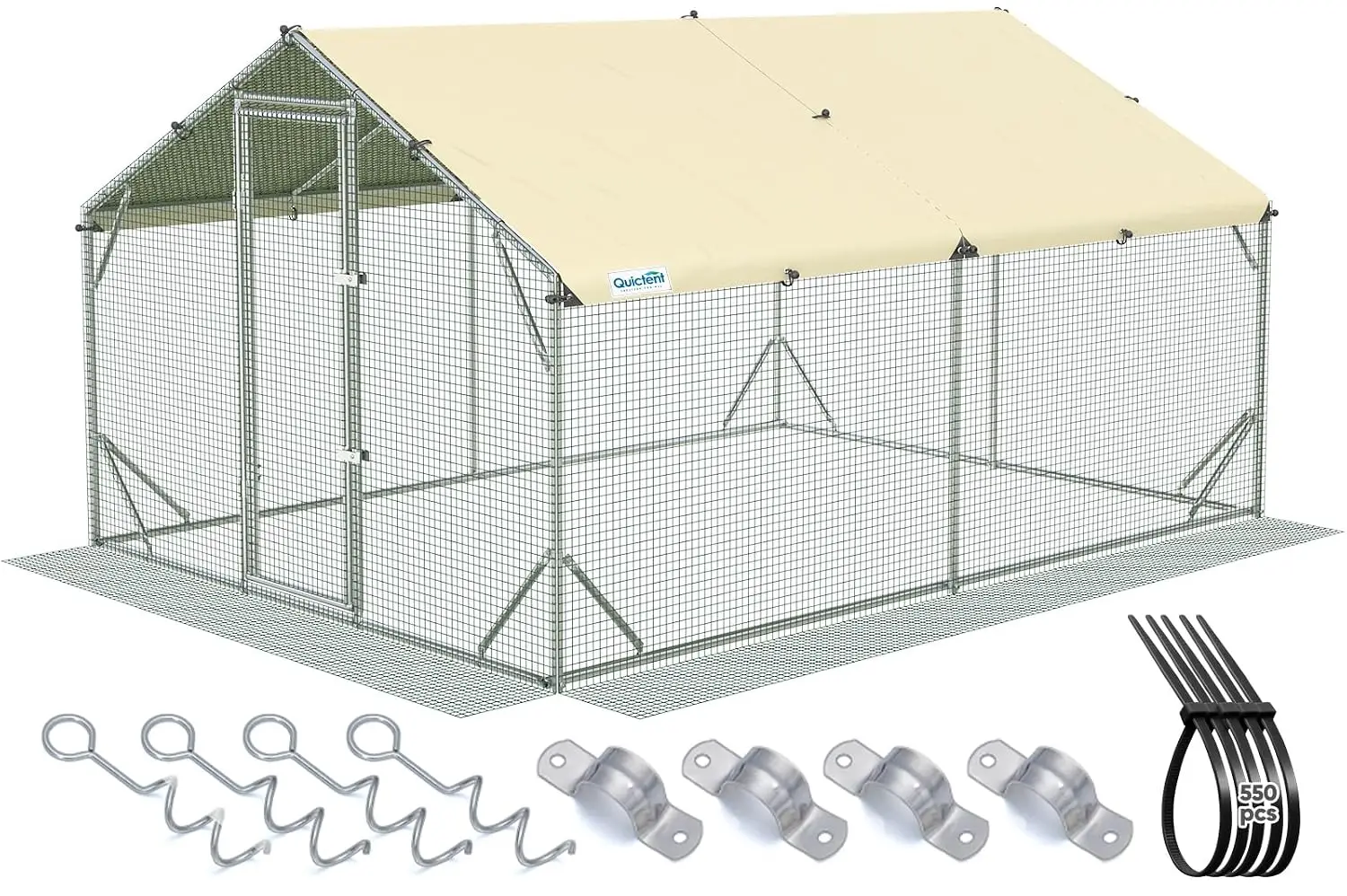Large Metal Chicken Coop Run with Perch & Swing 12x9x6.6ft, Customized