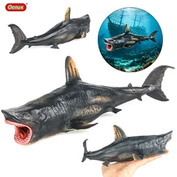 Oenux Savage Marine Sea Life Megalodon Action Figure Classic Ocean Animals Big Shark Fish Model PVC Collection Toy For Kids Gift