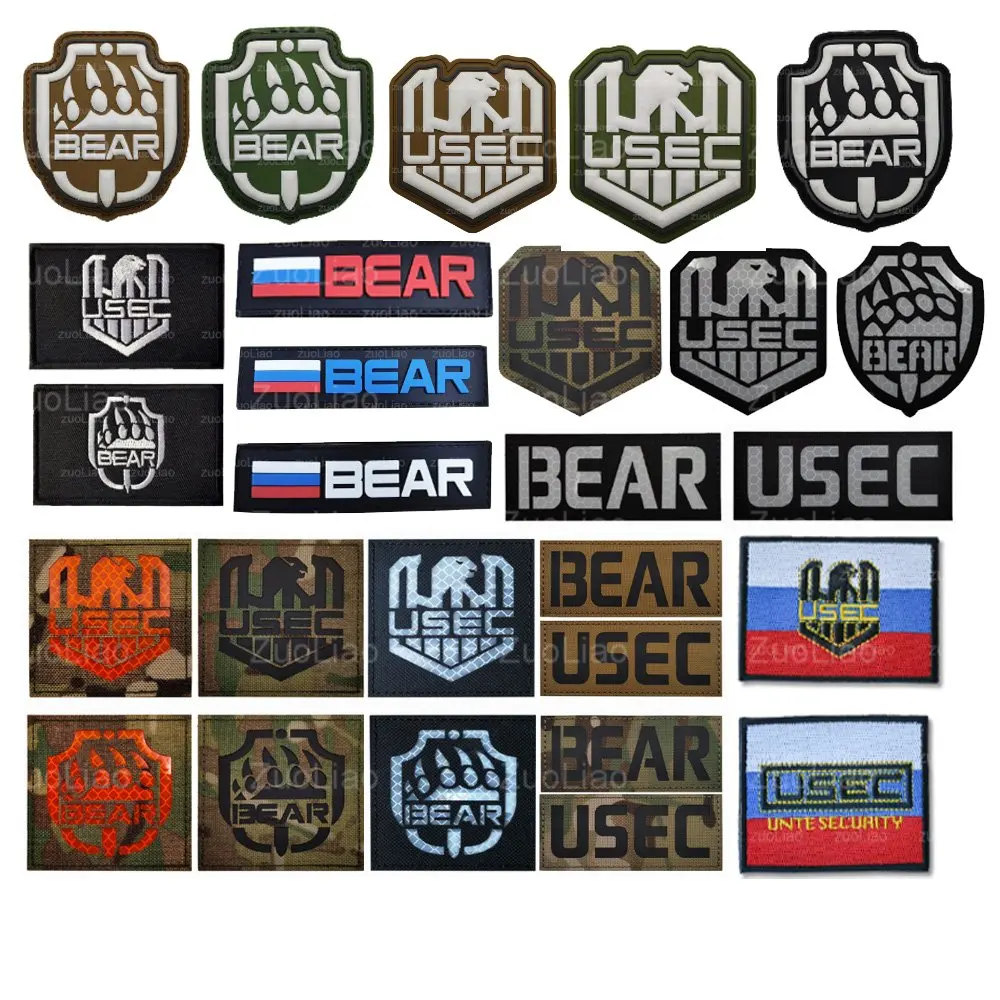 3D PVC Personalized Escape From Tarkov USEC English Letters BEAR Armband Tactical IR Reflective With Backpack Hook Loop Patches