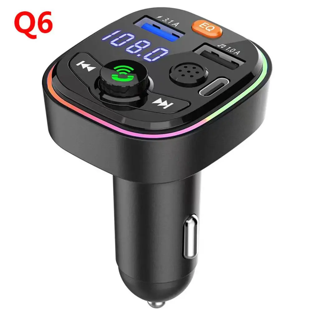 

Q6 Car MP3 Music Player Radio FM Transmitter Dual USB Fast Charging Adapter Hands Free Car Kit With Pressure Gauge