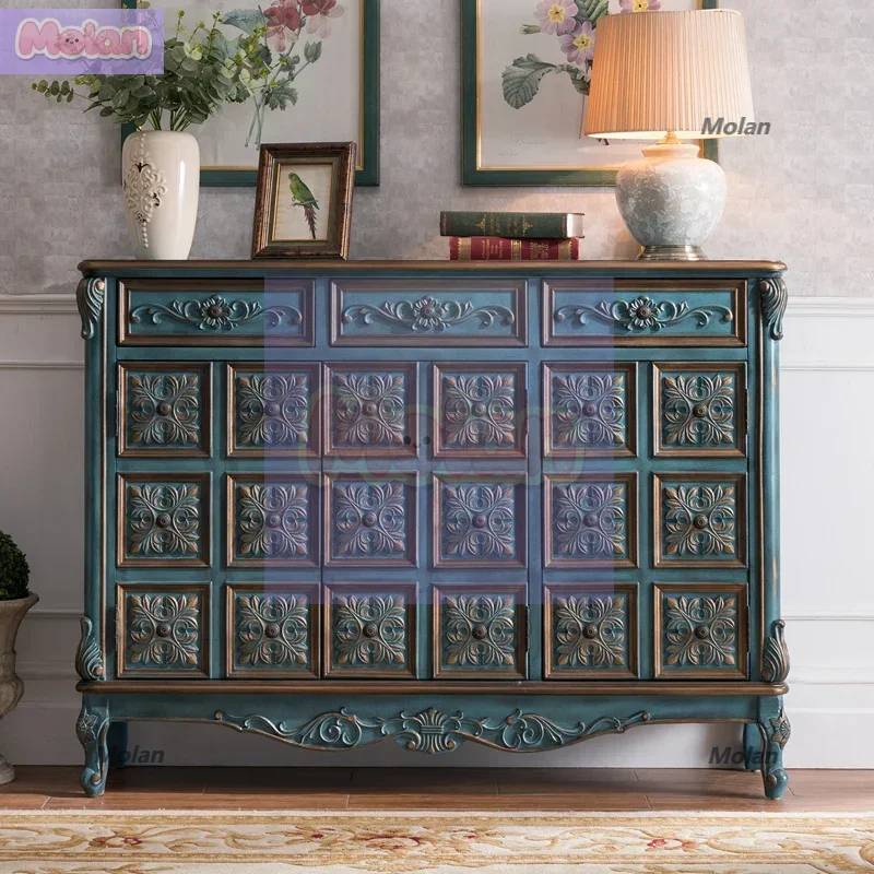 

European-style shoe cabinet household door-to-door aisle cabinet solid wood foyer entrance dining side cabinet balcony locker