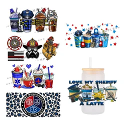 First responders occupation 3D UV DTF Wraps Transfer Sticker DIY For 16oz Libbey Glass Cup Waterproof Wrap Transfers Decals Cup