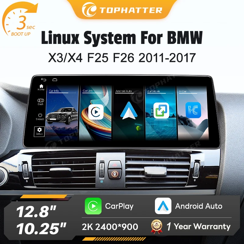 

12.3'' Wireless Carplay Multimedia Linux Touch Screen for BMW X3 X4 F25 F26 2011-2017 CIC NBT EVO Android auto Auto Link