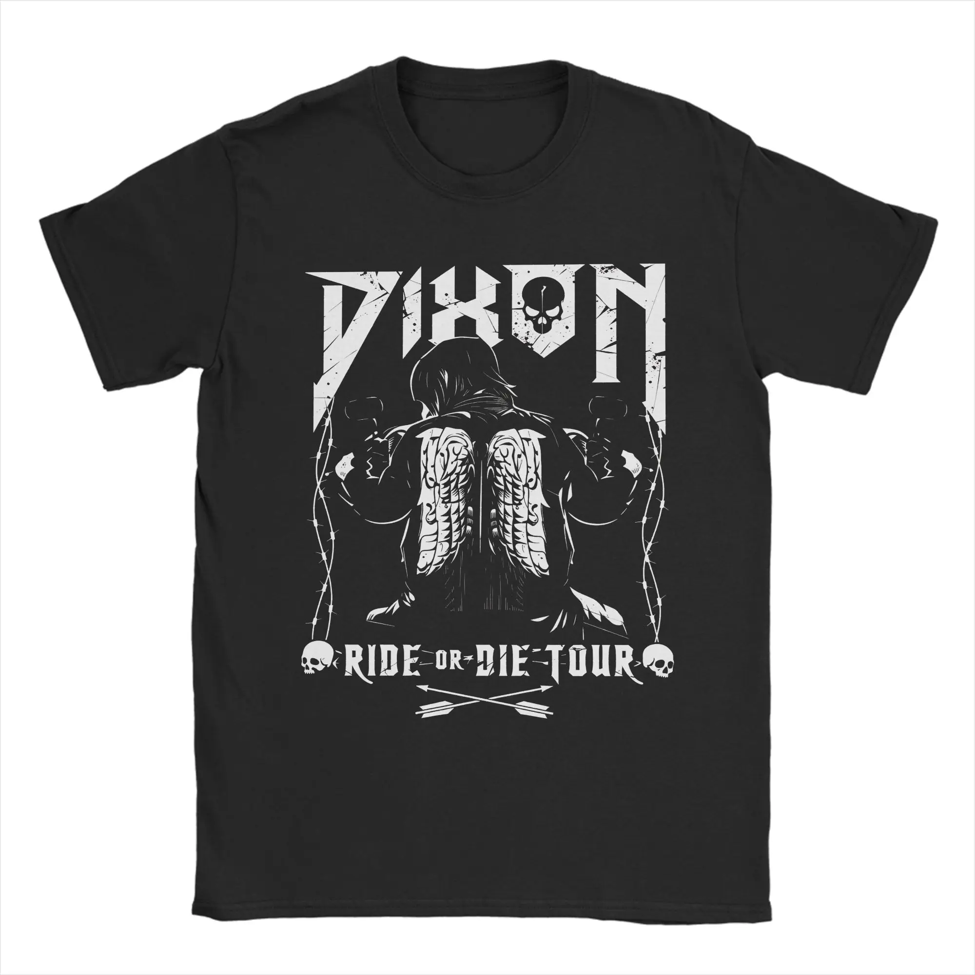 Daryl Dixon Ride Or Die Tour T Shirts Men's  Pure Cotton Fashion T-Shirts O Neck The Walking Dead Tee Shirt Clothing Printing