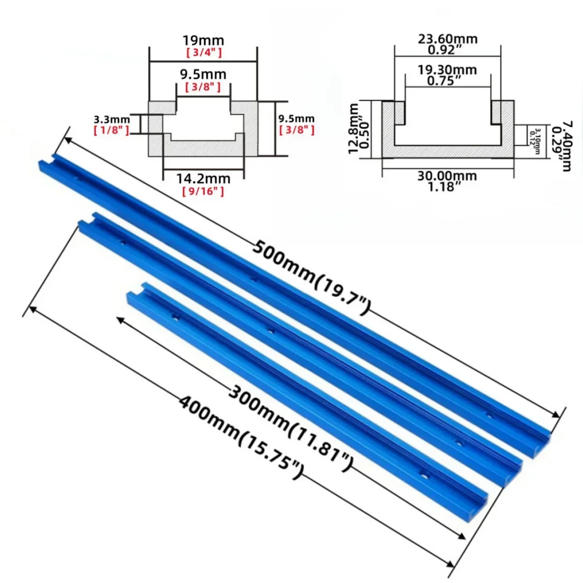 2er-Pack Holzbearbeitungs-T-Schienen, Hochbelastbare Aluminium-Gehrungsschienen für Frästische, Sägeleisten, Vorrichtungen und Klemmsysteme – Detail 3