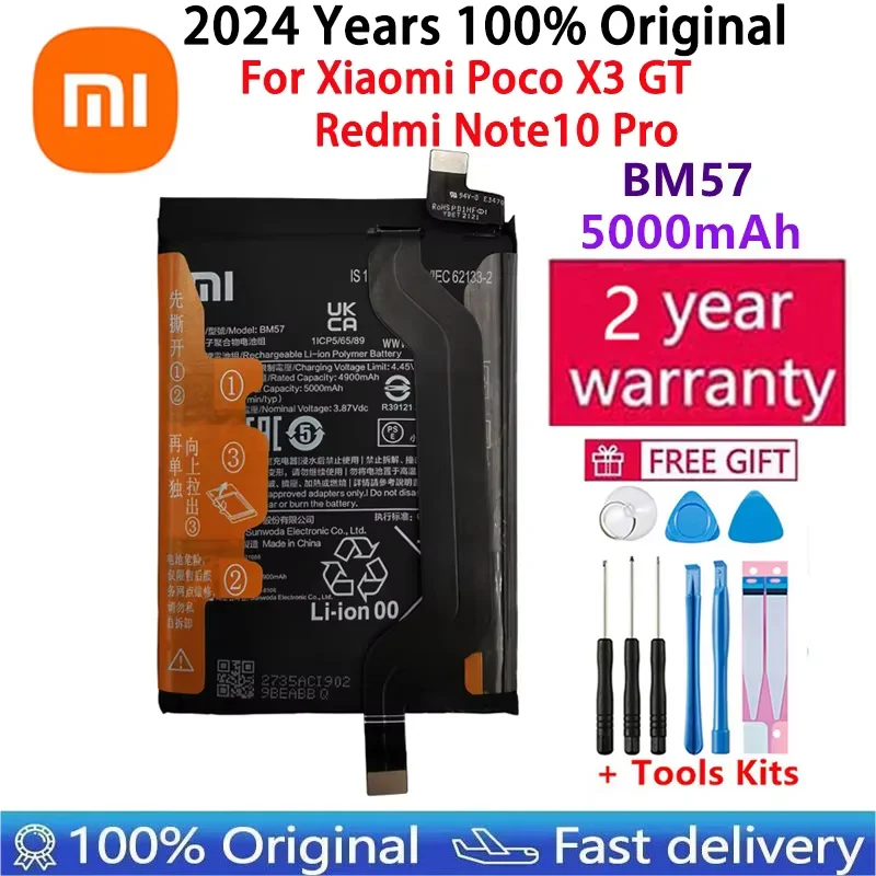 

2024 Years 100% Original High Quality Battery BM57 For Xiaomi Poco X3 GT 5000mAh Phone Battery Bateria Batteries Fast Shipping