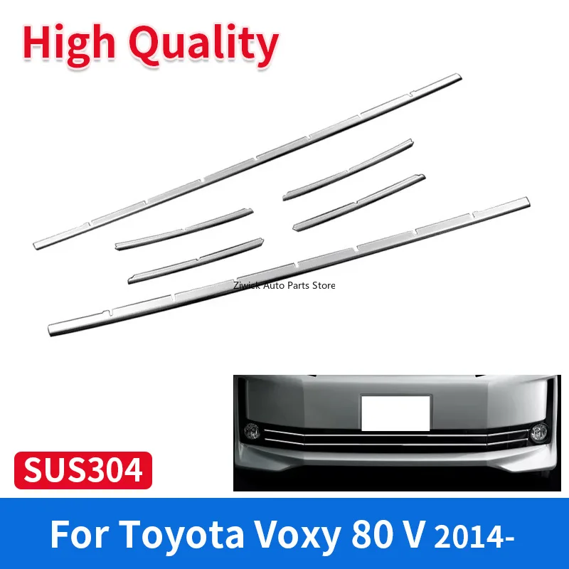 

SUS304 Хромированные внешние аксессуары для стайлинга автомобилей, 6 шт., накладка на решетку переднего бампера для Voxy 80 V 2014 (версия противотуманной фары)