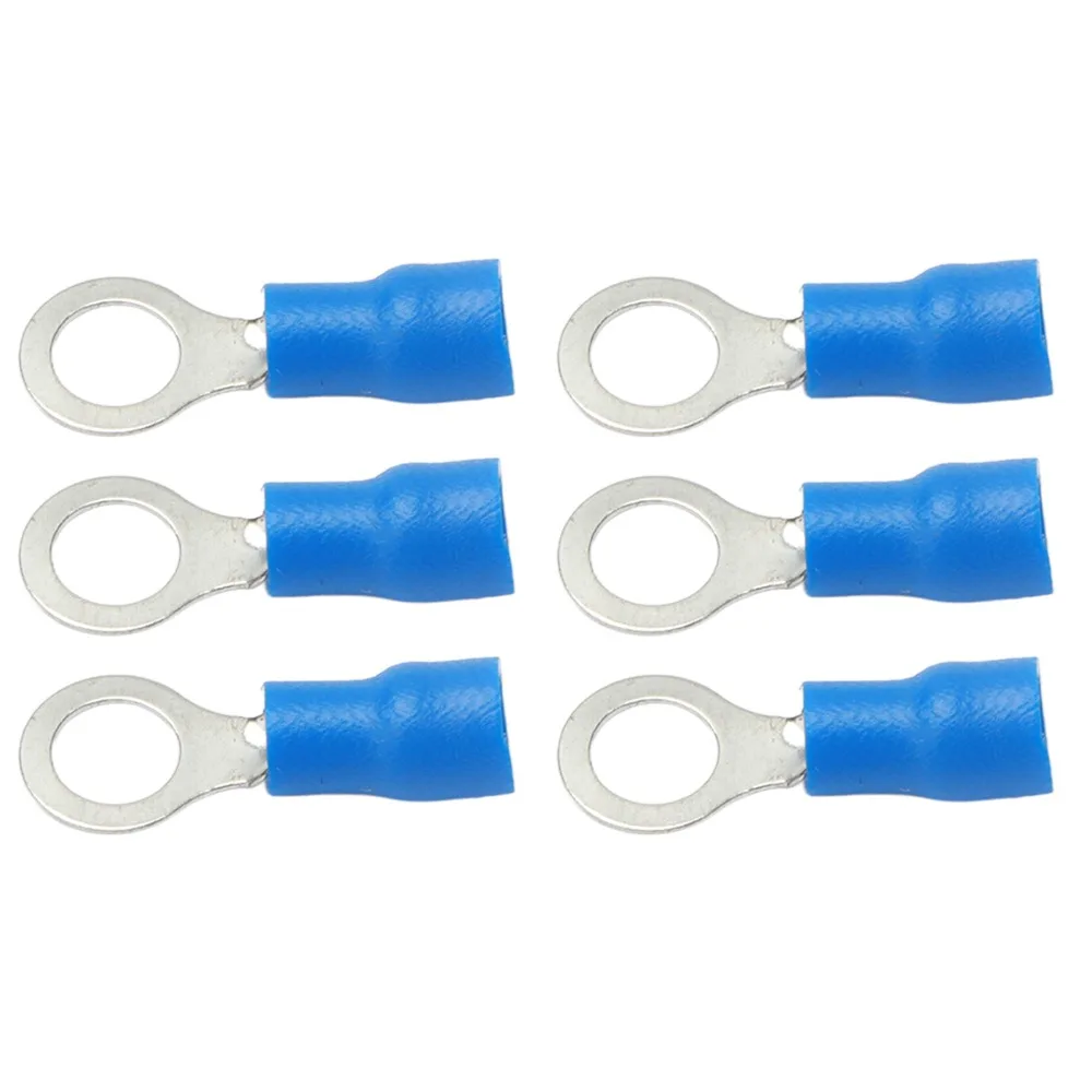100PCS AWG 22-16 Insulated Ring Terminals RV1.25-5 Blue Wire Crimp Connectors Insulated Terminals Automotive Applications