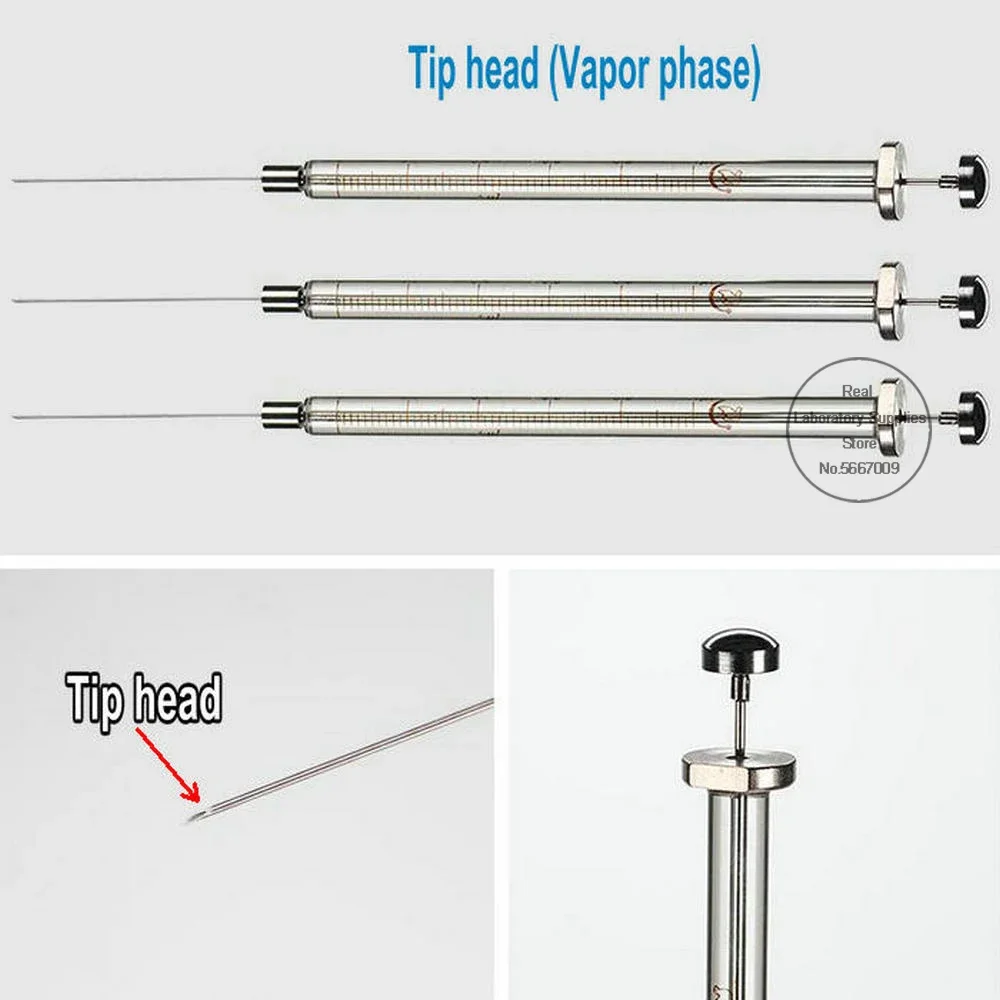 1 stks lab 0.5ul tot 1000ul dampf fase Microliter Spuiten met tip hoofd, Laboratorium chromatografische Micro-injector