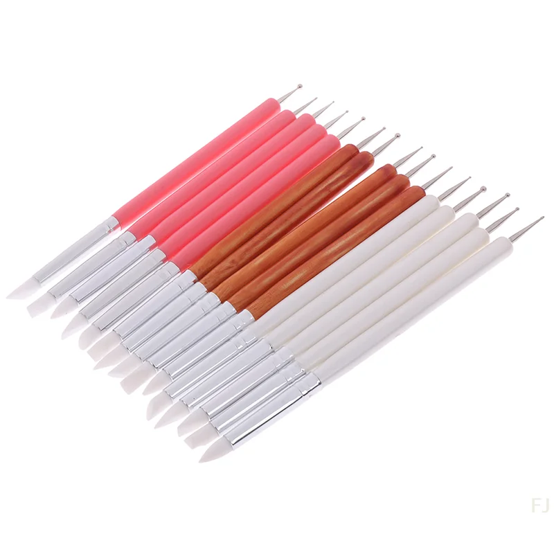 [YU]5pcs/Set soft pottery clay tool silicone+stainlestwo head sculpting art tool