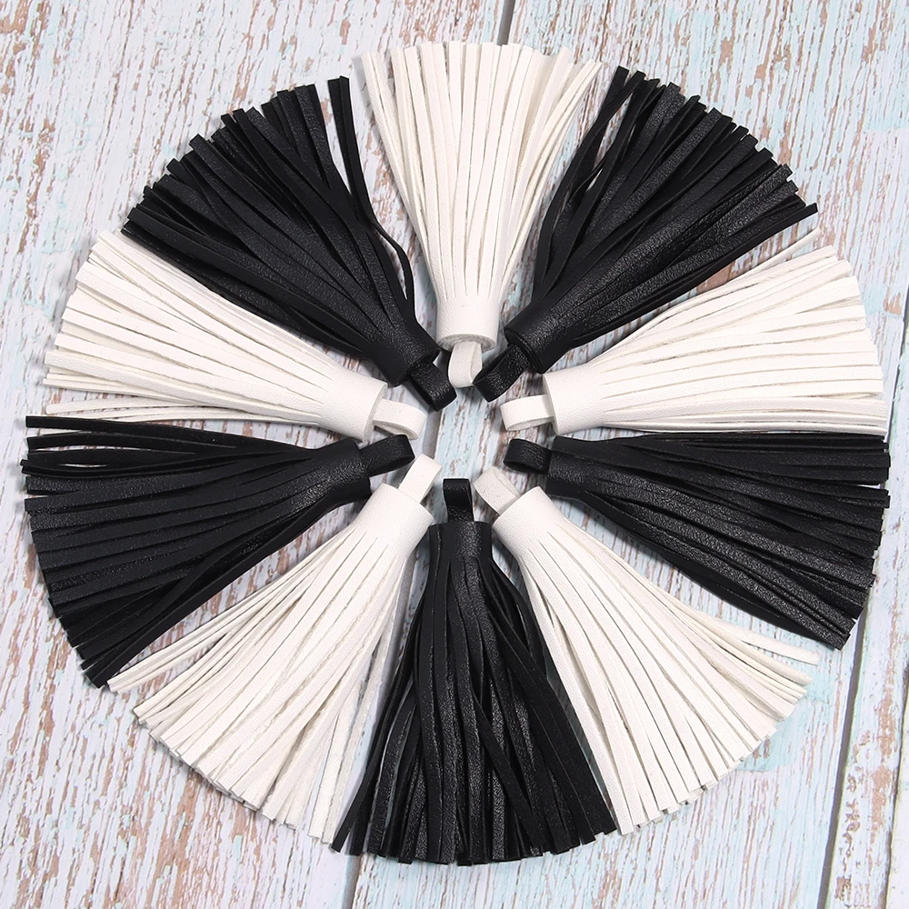 5pcs/lot 60/80mm Pure Color Vintage Leather Tassel Pendants  for  Bag Clothes Handbag Decoration Trims DIY Handiraft Accessories