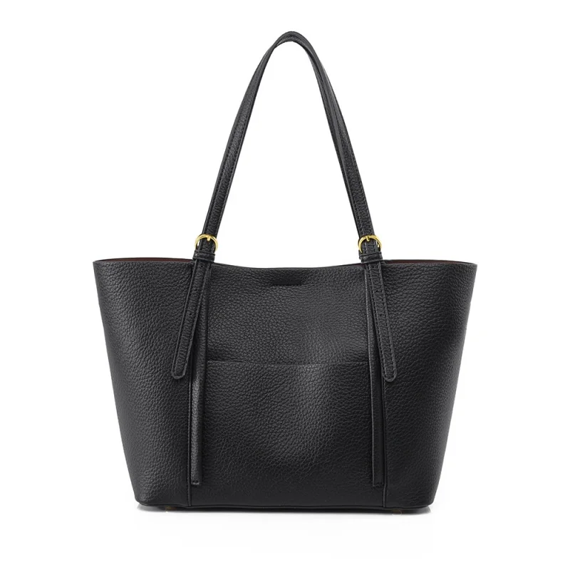 

Classic Black Women's Soft Leather Shoulder Bag Large Capacity Versatile Tote Handbag High Quality Female Composite Bag