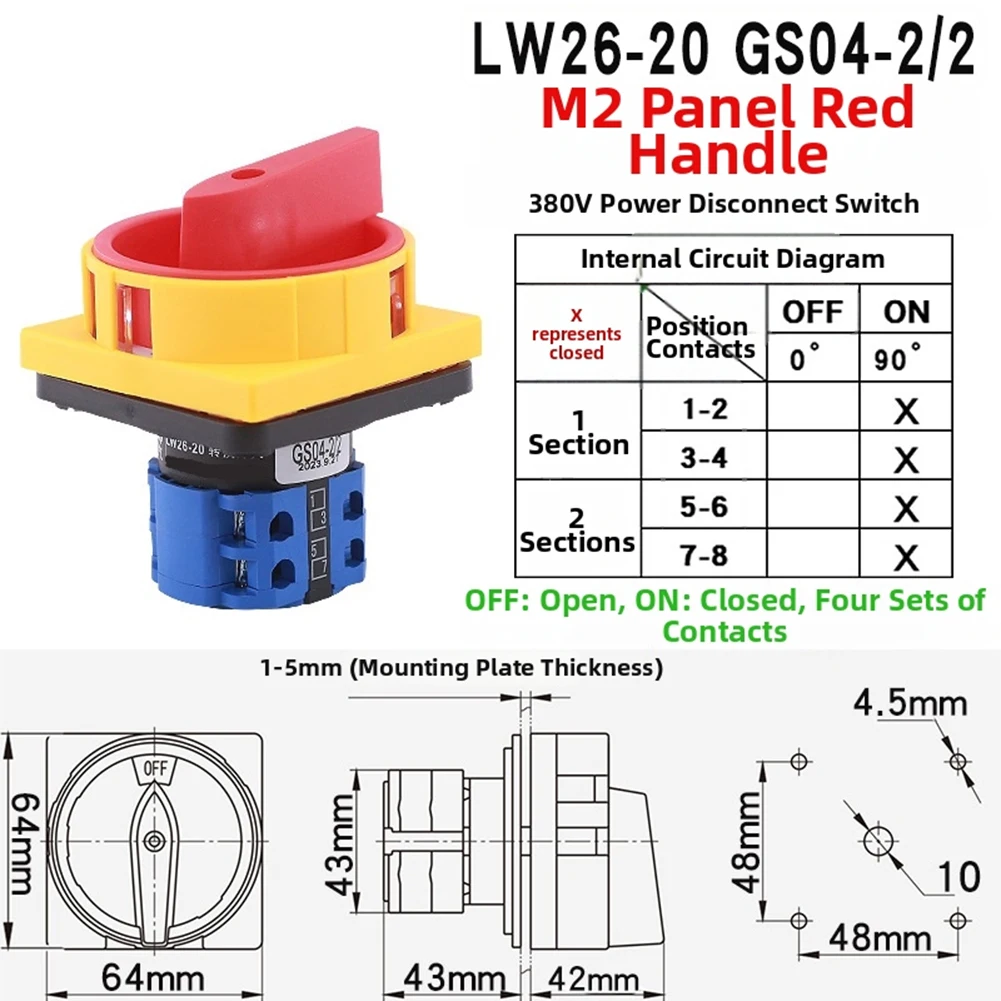 

For Control Panels Lockable Disconnect Rotary Cam Switch For Machine Tools 20A Tested Durability Rotary Switch